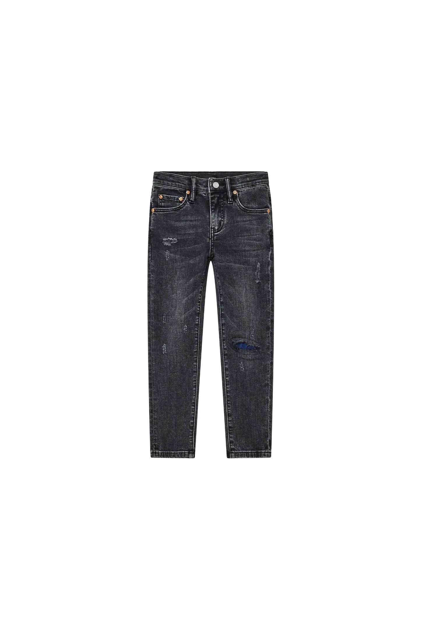 Kids' Denim Skinny Pants with Front Knee Rip, Sizes 4-5 to 12, Black Washed Finish