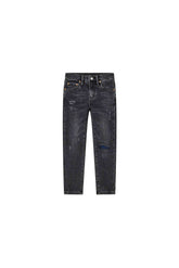 Kids' Denim Skinny Pants with Front Knee Rip, Sizes 4-5 to 12, Black Washed Finish