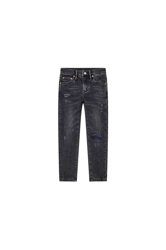 Kids' Denim Skinny Pants with Front Knee Rip, Sizes 4-5 to 12, Black Washed Finish
