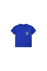 Kids' Keychain Tee in Manzerine Blue, 100% cotton, relaxed fit, available in sizes 4-5 to 12.