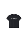 Kids' Half & Half Tee in Black Beauty, size 4-5, relaxed fit, 100% cotton, TPU & flock print.