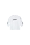 Kids' Half & Half Flames Long Sleeve Tee, relaxed fit, 100% cotton, available in sizes 4-5 to 12.