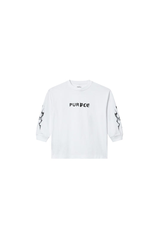 Kids' Half & Half Flames Long Sleeve Tee, relaxed fit, 100% cotton, available in sizes 4-5 to 12.