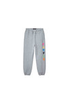 Kids' Painted Wordmark Jogger Sweatpants in Heather Gray, sizes 4-5 to 12, relaxed fit, midweight fleece.