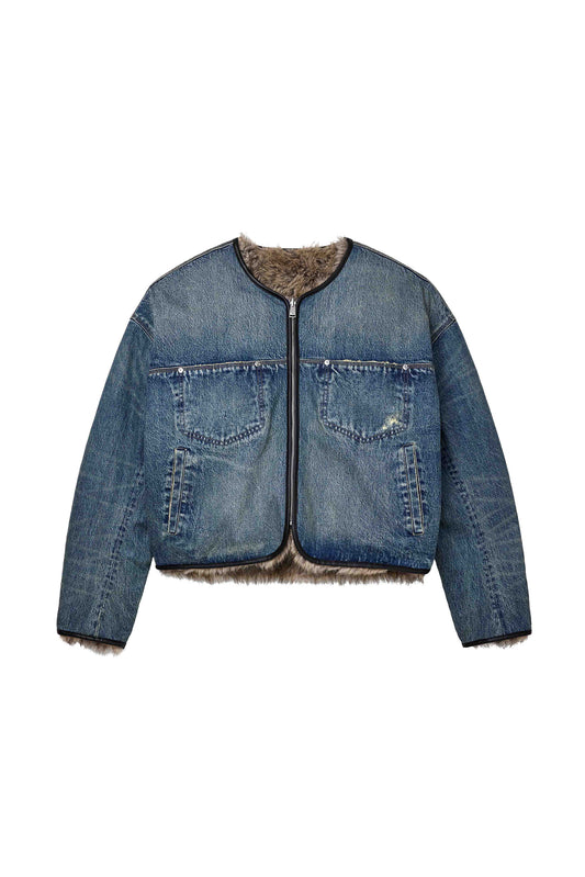Reversible Fur Denim Jacket
