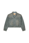 Light Dirty Wax Carpenter Jacket in Light Indigo with carpenter panels and pockets.