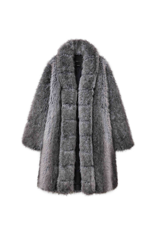 Faux Fur Shawl Collar Coat