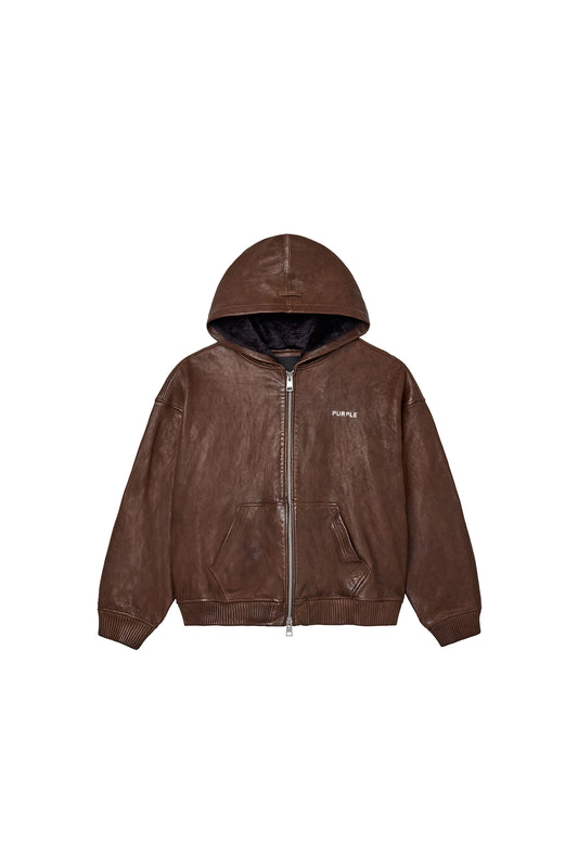 Washed Leather Hoodie