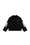 Eyes Long Sleeve Tee in Purple with oversized fit and silicone print, available in multiple sizes.