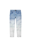 Skinny Tacking denim in light indigo, low rise, stretch fit with tacking wash effect.