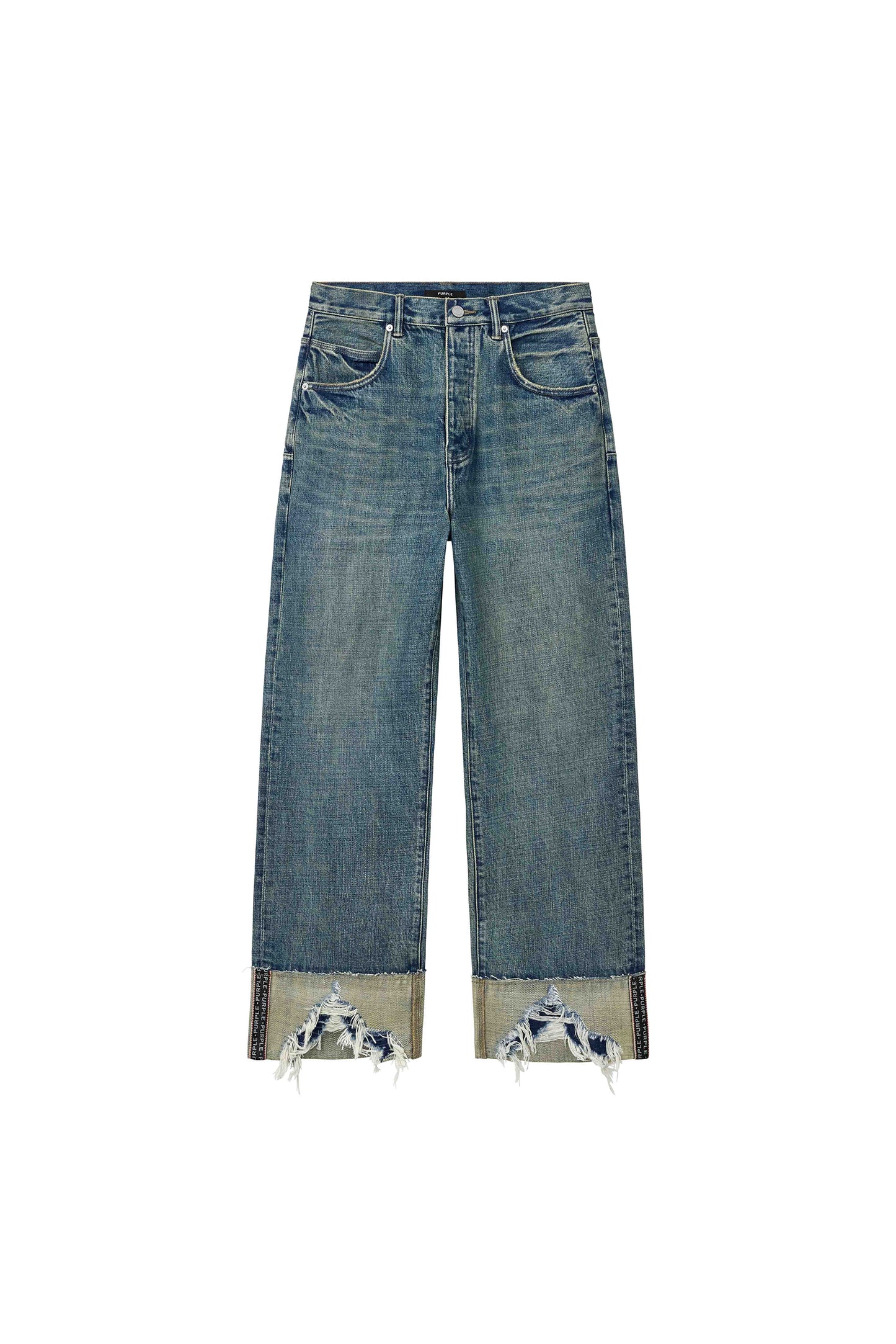 Reflective Selvedge Denim Jean in Mid Rise, Baggy Fit with Branded Reflective Tape at Cuff