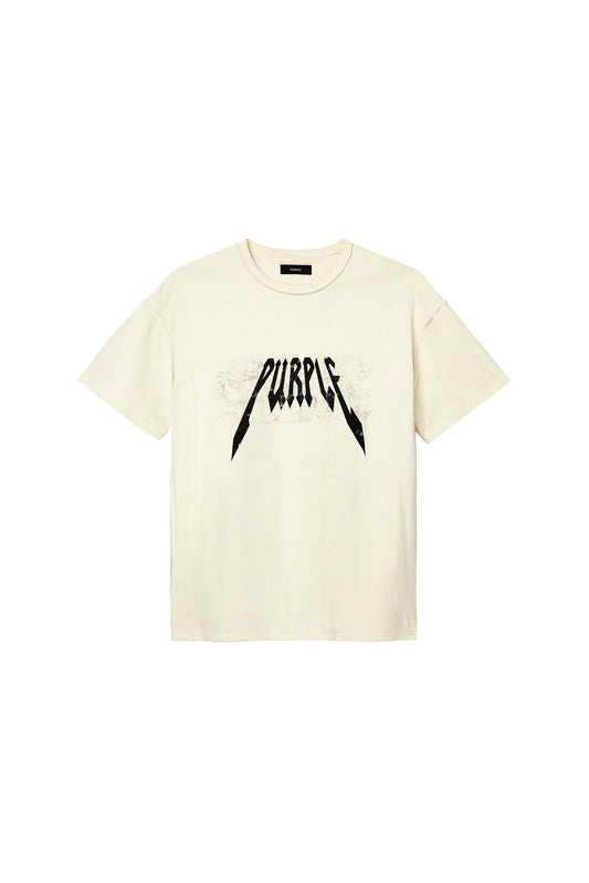 Thrash Tee regular fit textured cotton tee with cream color and wordmark design.