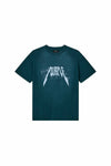 Taped Tee in Dark Sea color with textured jersey and regular fit, available in multiple sizes.
