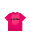 Gothic Wordmark Stitch Tee in Purple, 100% cotton heavyweight jersey, regular fit.
