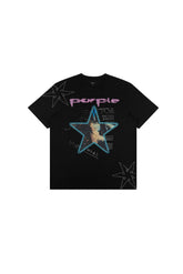 Stars Tee in Purple, regular fit, 100% cotton, features screen and digital print.