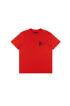 Gothic P Tee regular fit purple cotton tee with puff print and leather logo patch