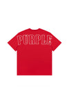 Slab Outline Tee in red, 100% cotton, regular fit with raised matte silicone detail.