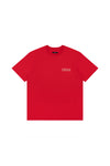 Slab Outline Tee in red, 100% cotton, available in sizes XS to 3XL, regular fit.
