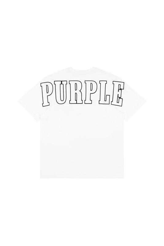 Slab Outline Tee White, 100% cotton, regular fit with raised matte silicone detail.