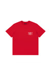 Blurred Wordmark Tee in red, 100% cotton, regular fit with digital print design.