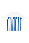 Blurred Wordmark Tee in white, 100% cotton, regular fit, digital print, available in sizes XS-3XL.