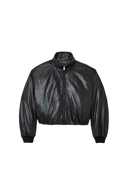 Leather Zip Jacket, Black, 100% Lambskin, Relaxed Fit, On Seam Waist Pocket