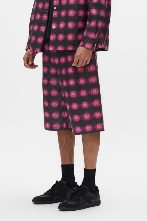 Plaid Leather Shorts