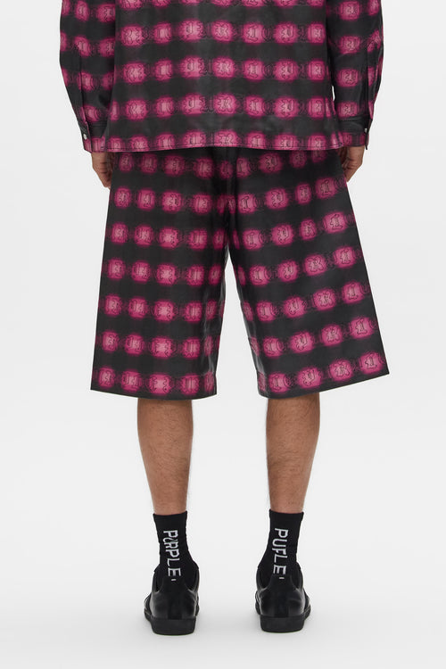 Plaid Leather Shorts