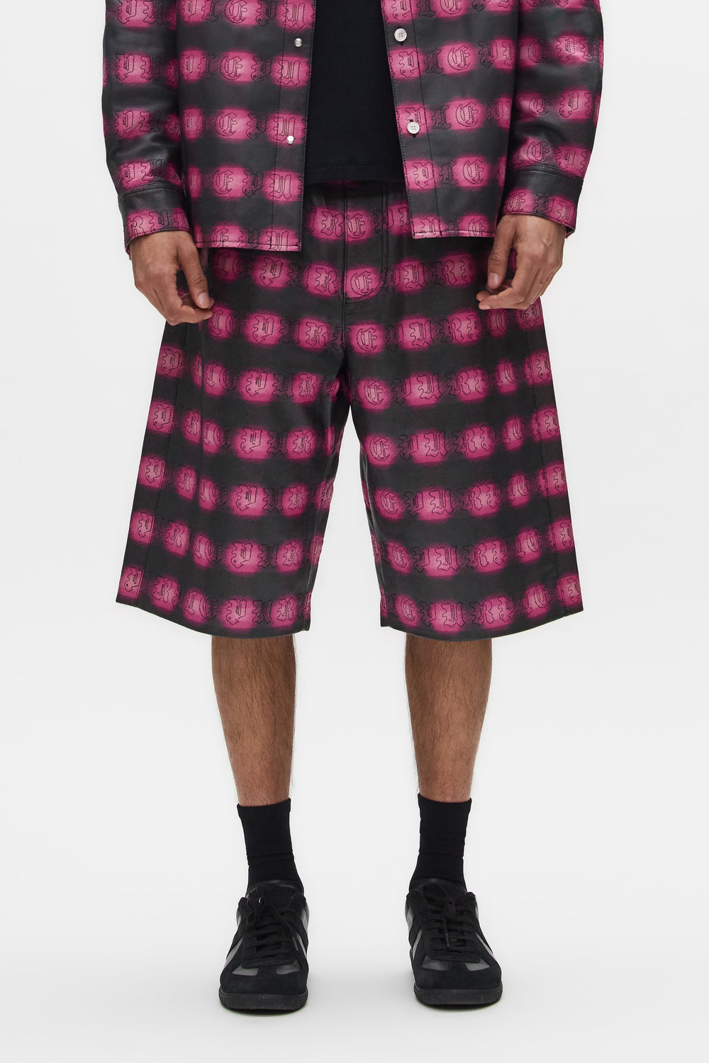 Plaid Leather Shorts