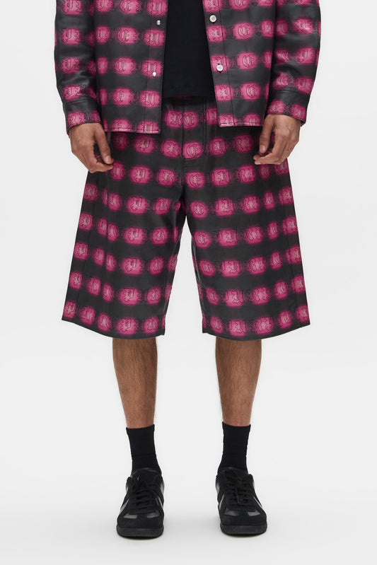 Plaid Leather Shorts