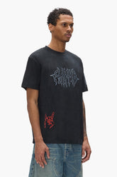 Headbanger Tee in regular fit with acid wash and textured jersey fabric.