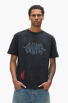 Headbanger Tee in acid wash textured jersey, regular fit, made from 100% cotton.