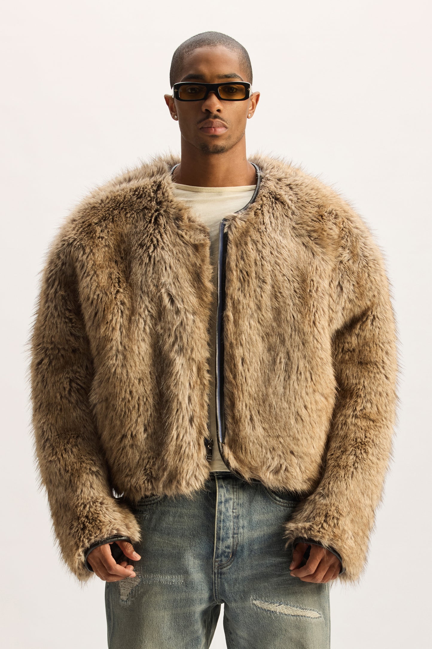 Reversible Fur Denim Jacket