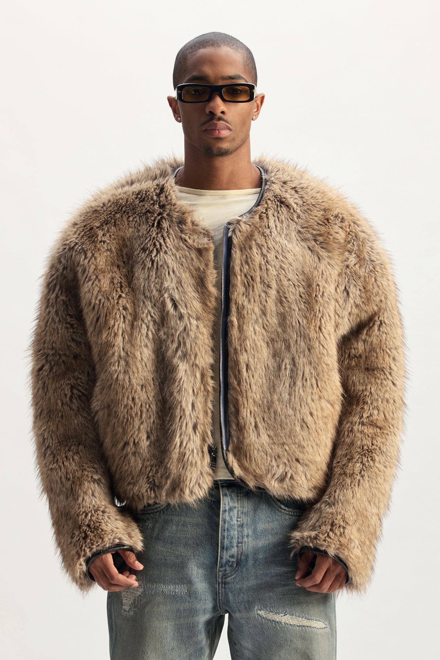 Reversible Fur Denim Jacket