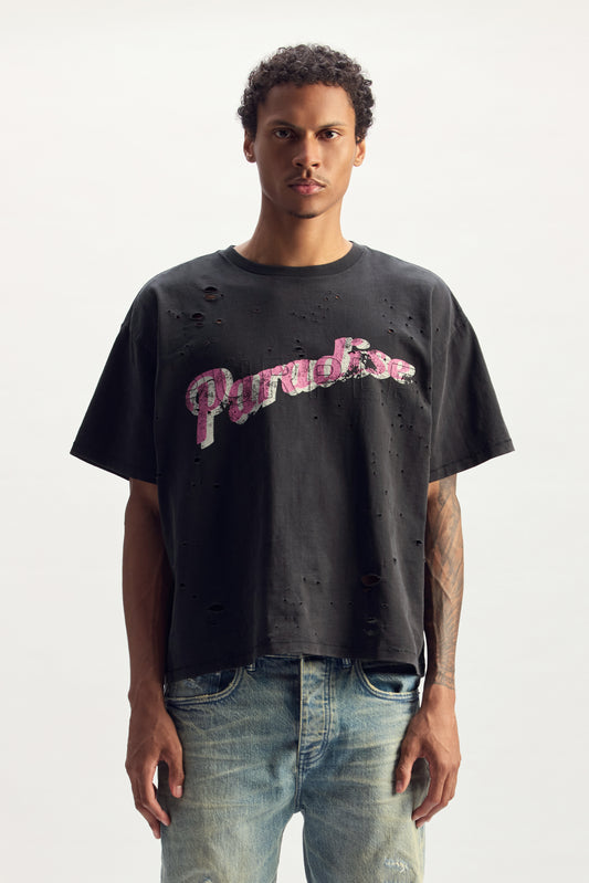 Paradise Tee relaxed fit slub jersey tee with screen print and embroidery details