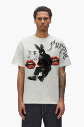 Rabbit Hole Tee in Slub Jersey Fit with Dirty Wash and Digital Print