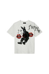 Rabbit Hole Tee in slub jersey fit with dirty wash texture and digital print