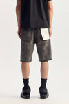 P059 Mono Embroidery Shorts with Lurex Thread Embroidery and Raw Cut Off Hem, sizes 28-40.