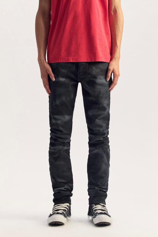 3D Pigment Low Rise Stretch Skinny Denim Jean with novelty wash and branded leather patch