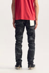 3D Pigment denim in various sizes with low rise and stretch skinny fit, featuring novelty wash.