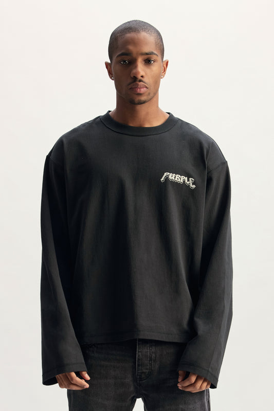 Digital Seraph Wide Long Sleeve oversized tee in textured jersey, available in various sizes.
