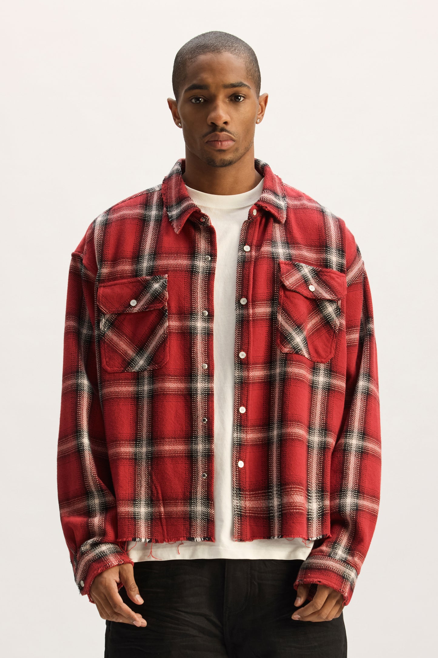 Cropped Flannel Shirt