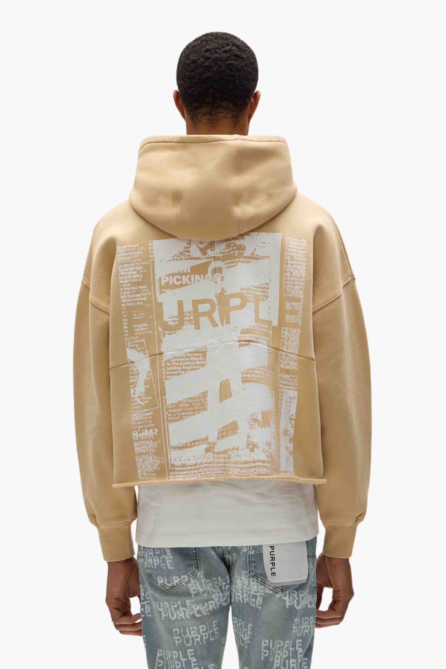 Newsprint Cropped Hoodie