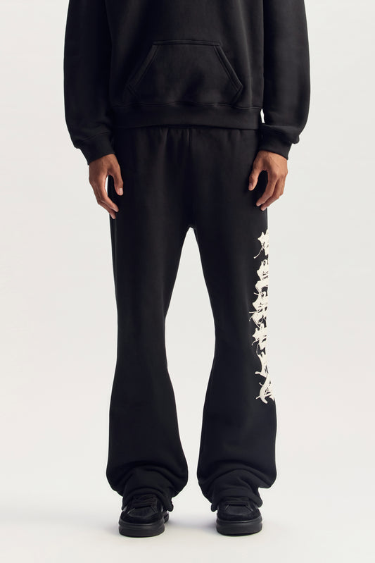 Gothic Wordmark Stitch Sweatpant in XS with regular flare and puff print design.