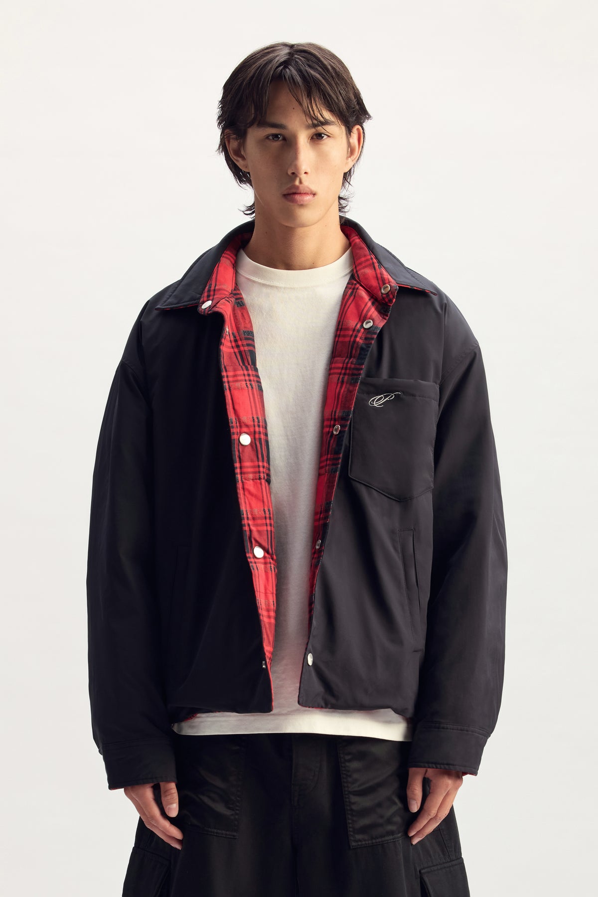 Plaid Script Reversible Jacket