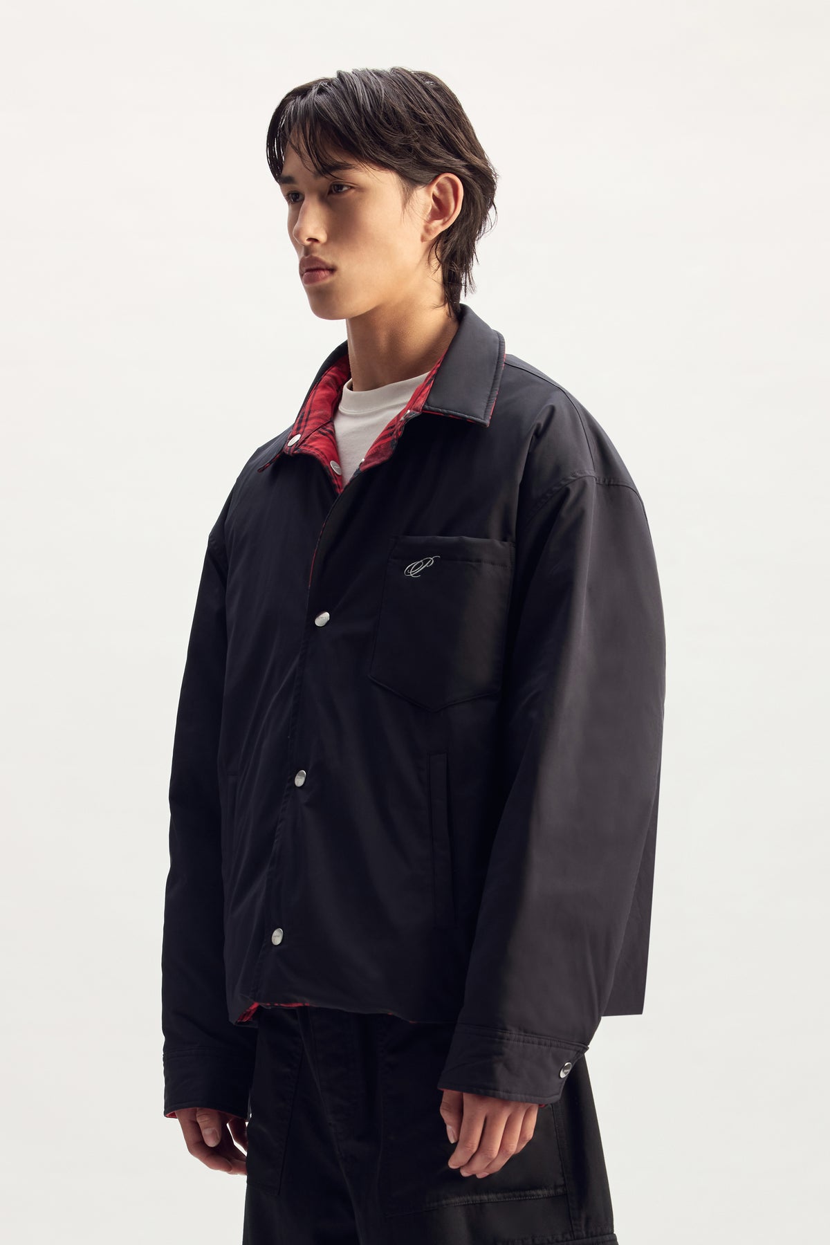 Plaid Script Reversible Jacket