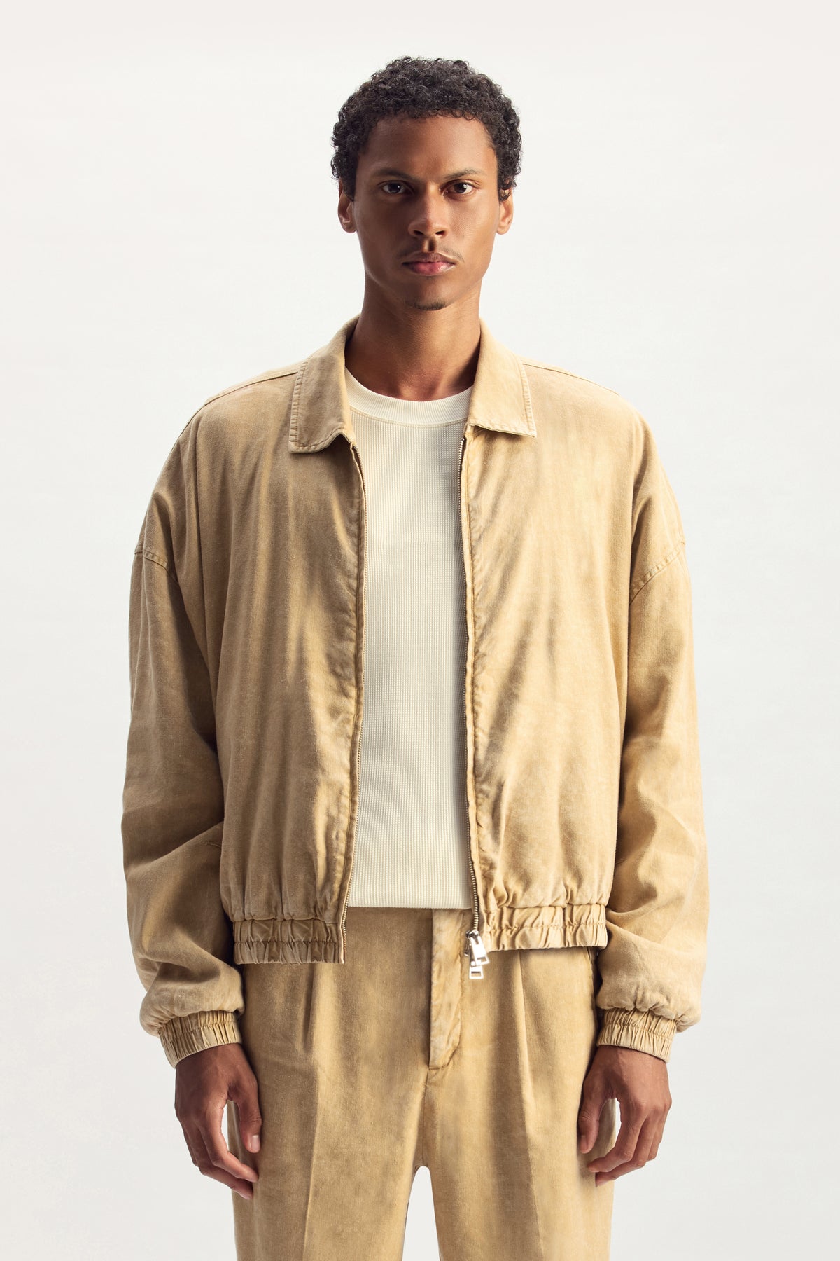 Linen Blend Blouson Jacket