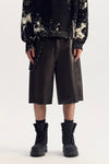 Tech Leather Short in relaxed fit, 100% lambskin, with 5 pocket styling and leather patch.