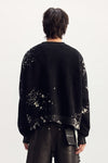 Inked Gothic P Sweater in oversized fit with jacquard and embroidery details, black color.