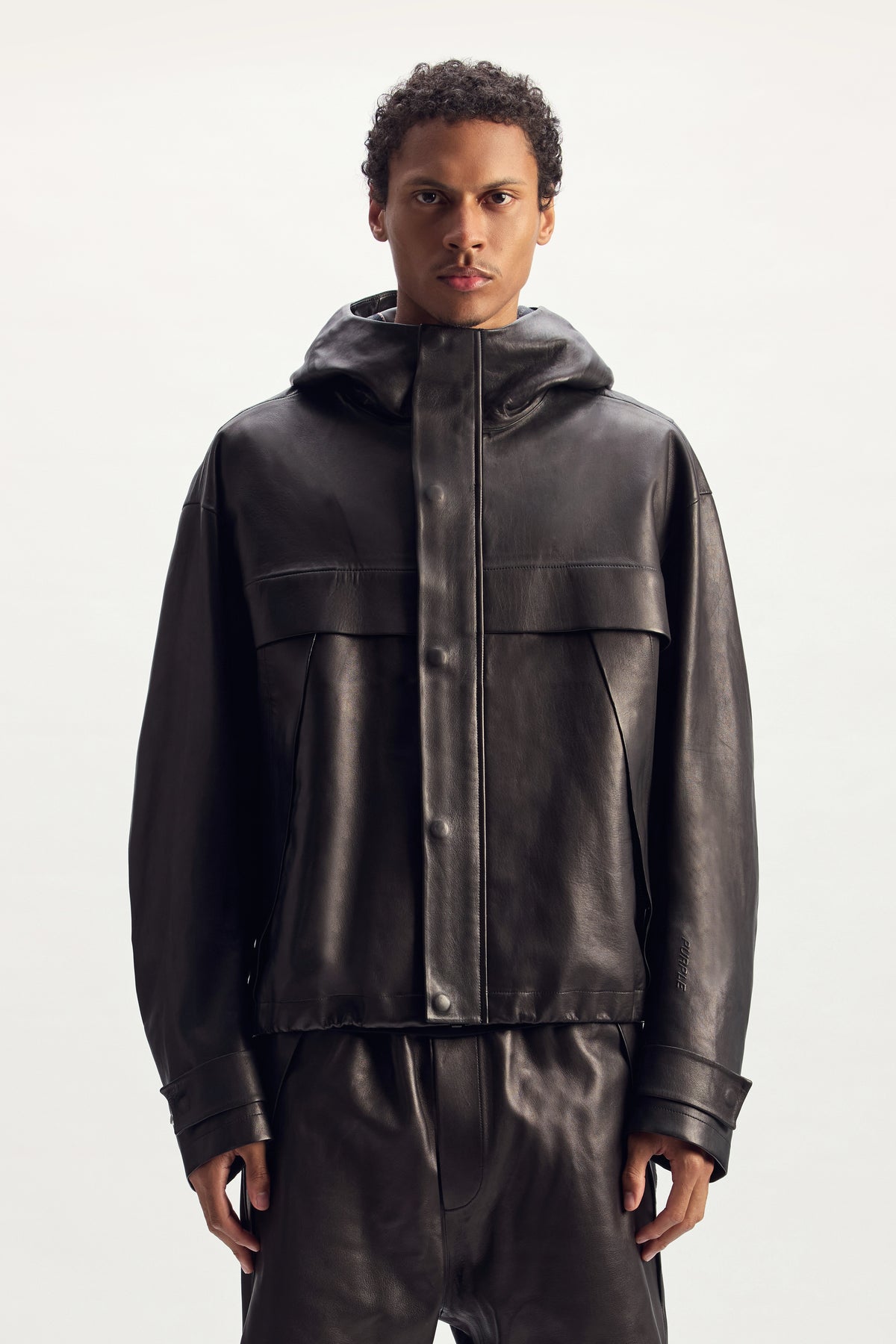 Leather Tech Anorak Jacket